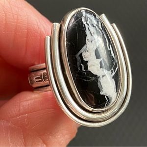 Genuine White Buffalo Turquoise Ring Hancrafted Artisan Southwestern Sterling